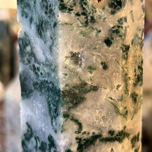 Moss Agate Crystal Tower With Druzy! - Picture 11 of 13